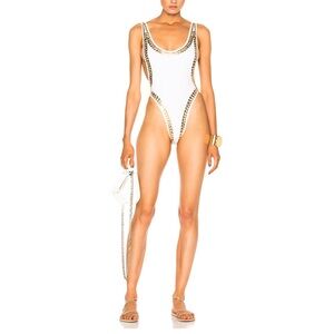 Norma Kamali Studded Marissa Swimsuit L